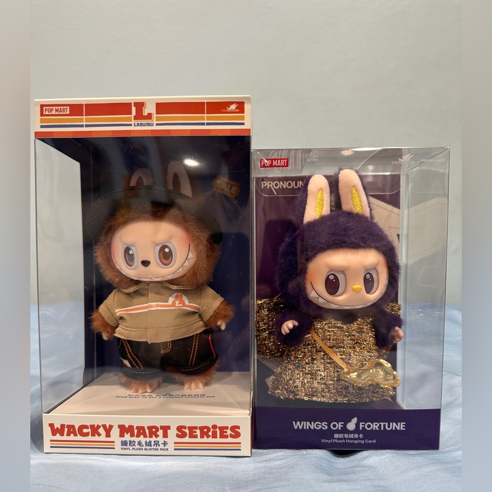 Pop Mart LABUBUs Wacky Mart Blister Pack & Wings Of Fortune Pendants Lot Of 2